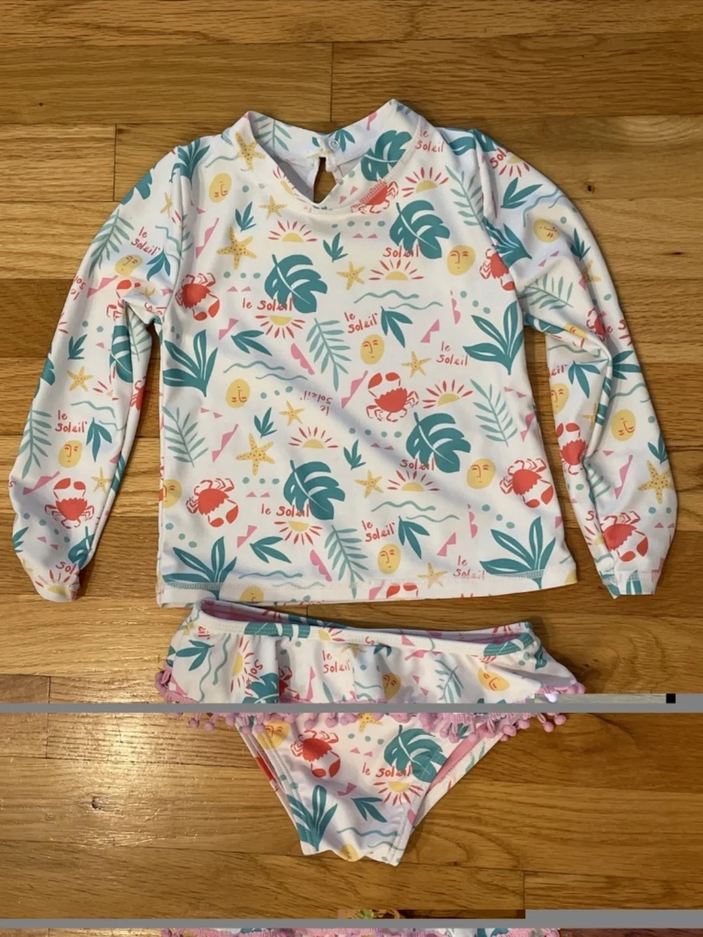 Bundle Of 2 Girls 3T Two-Piece Long Sleeve Swimsuits - Feather 4 Arrow, Carters